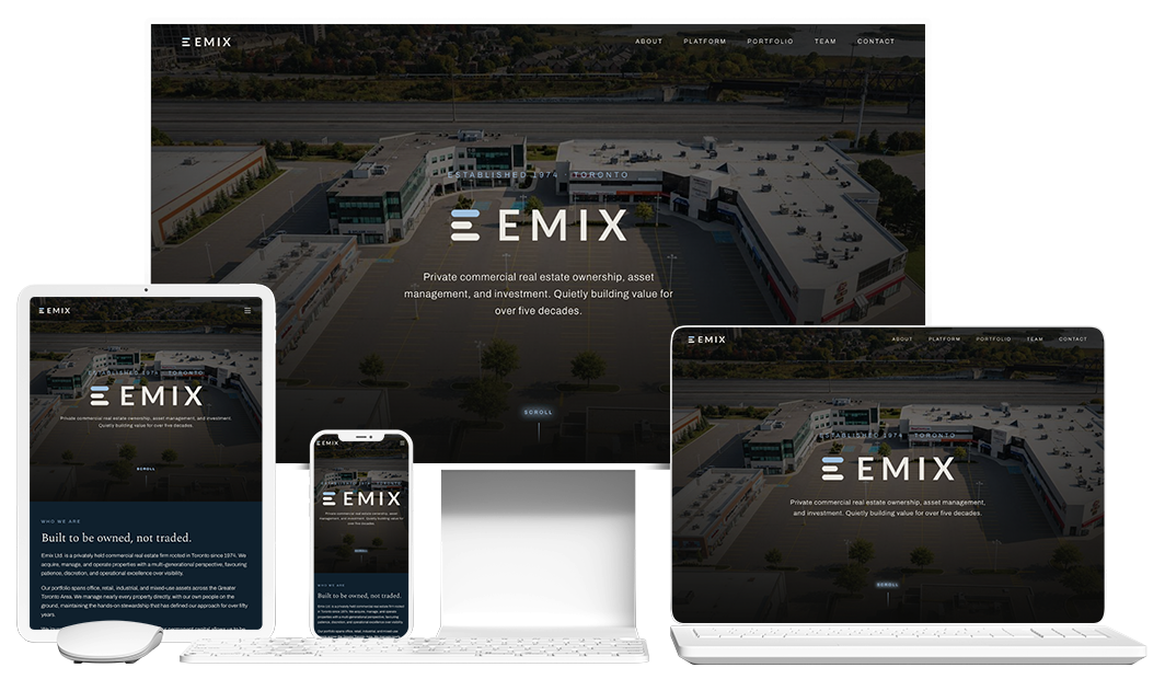 emix homepage on different devices